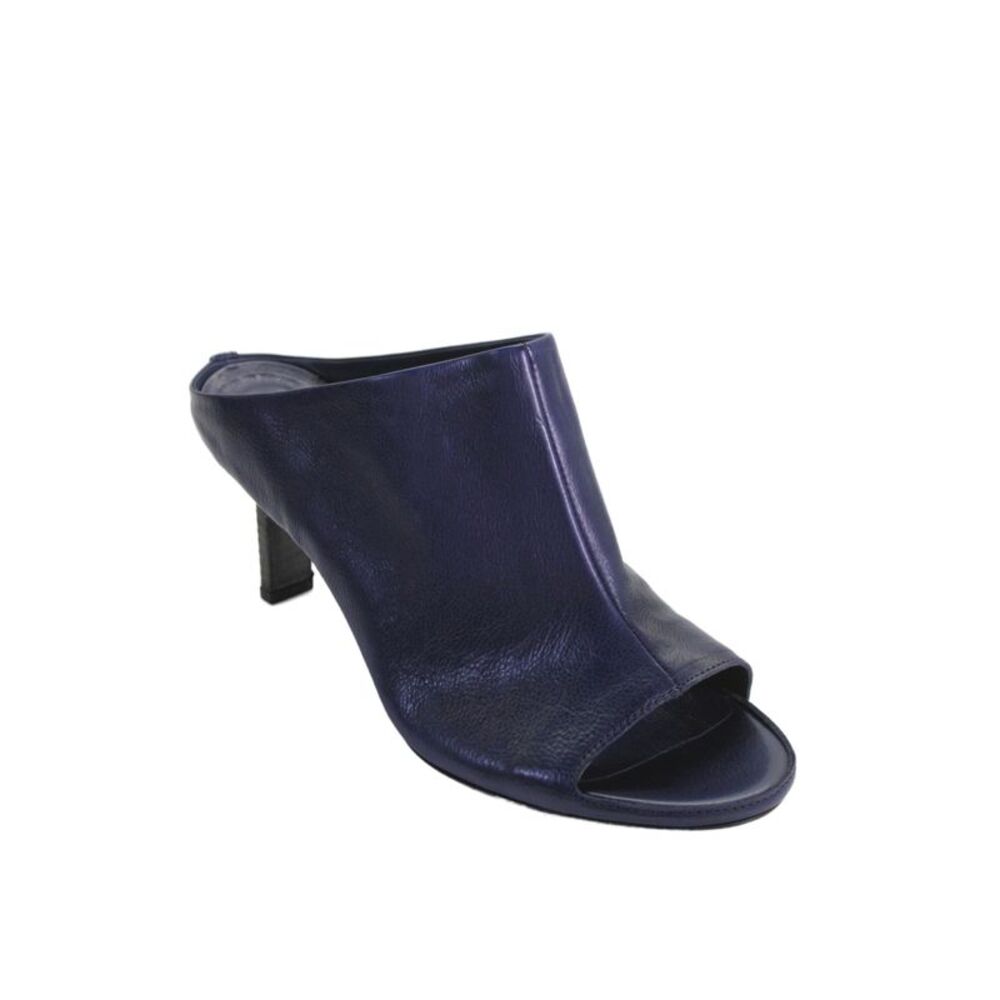 Vic Matie Womens Leather Open Toe Kitten Heels Navy Blue Size 10